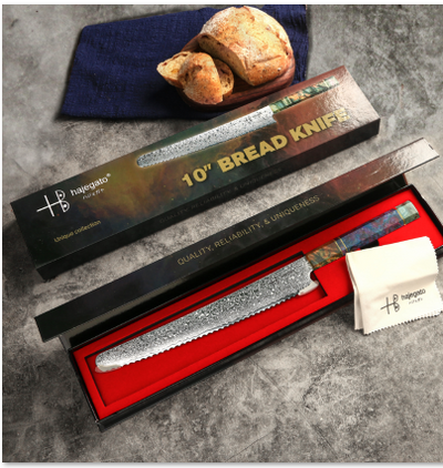 Unique Damascus 10 inch Japanese Bread Chefs Knife