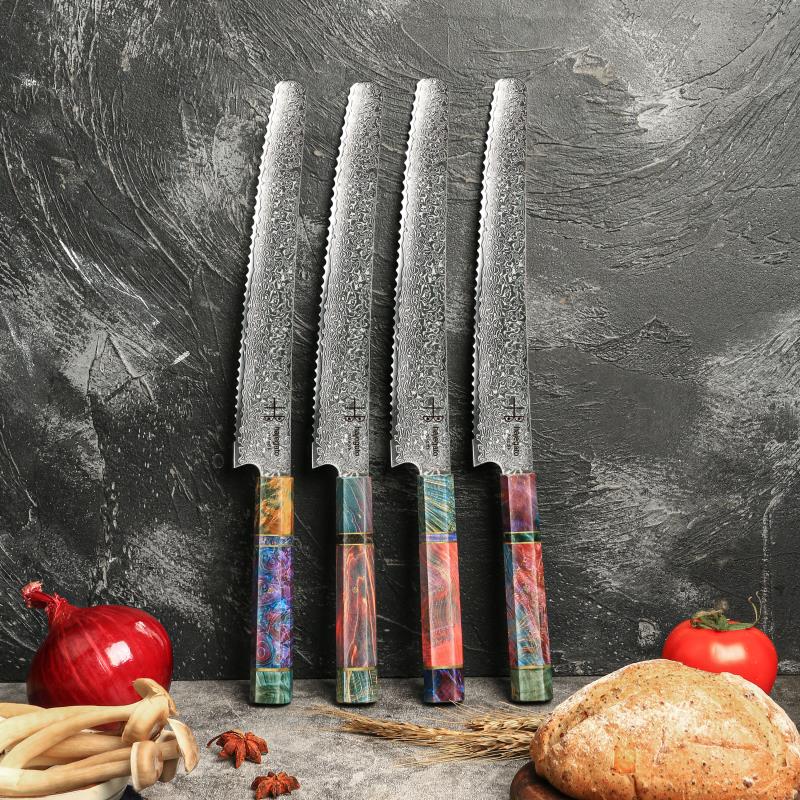 Unique Damascus 10 inch Japanese Bread Chefs Knife