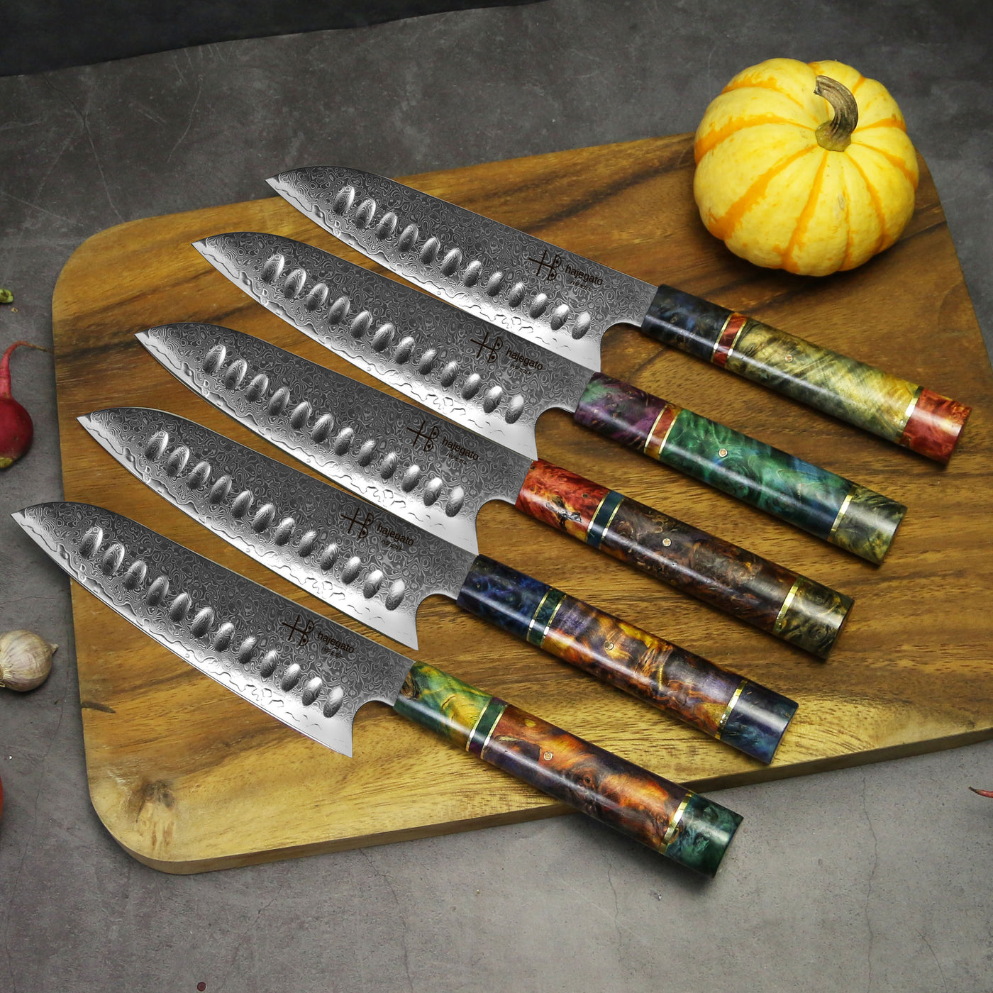 Unique Damascus 7 inch Japanese Santoku Chefs Knife