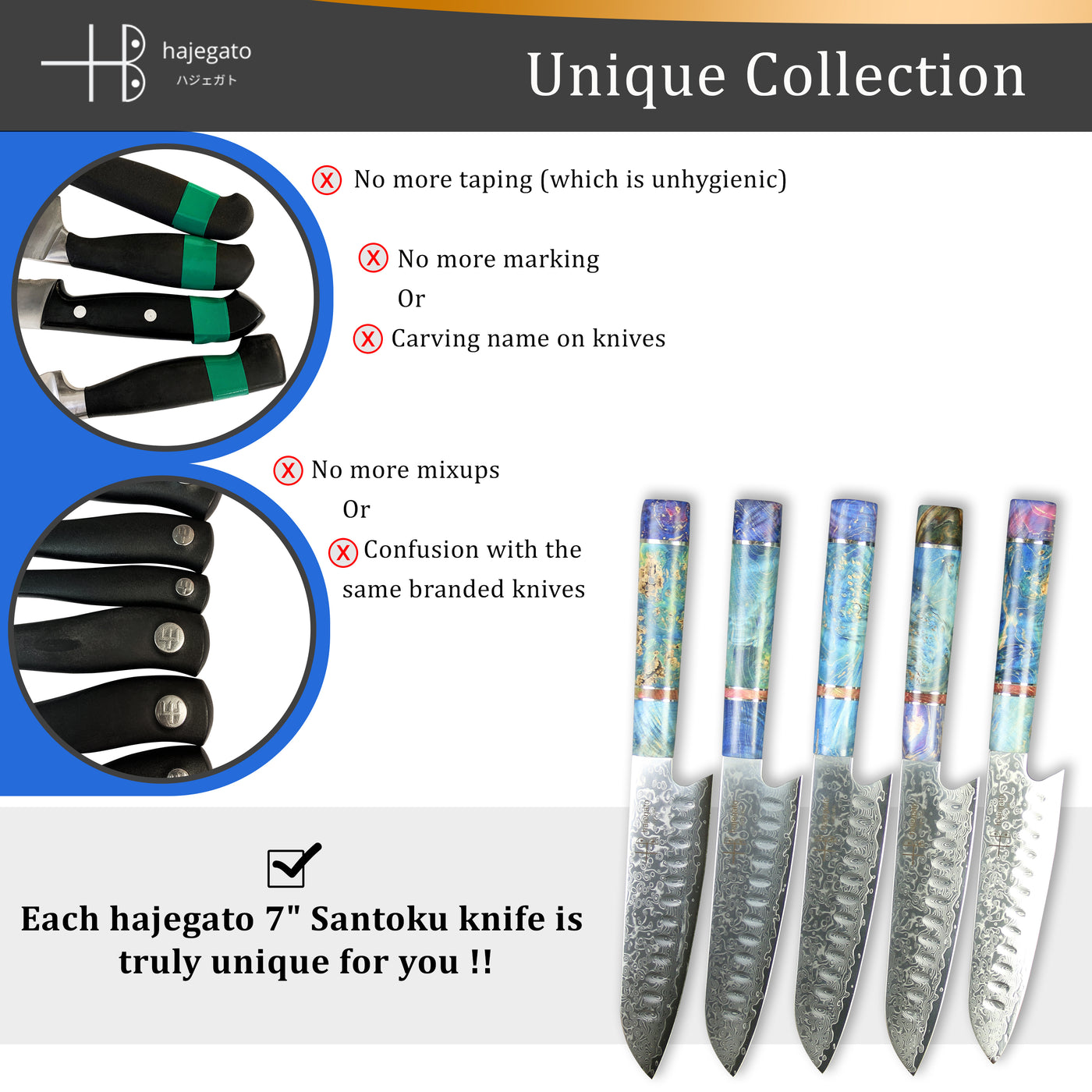 Unique Damascus 7 inch Japanese Santoku Chefs Knife