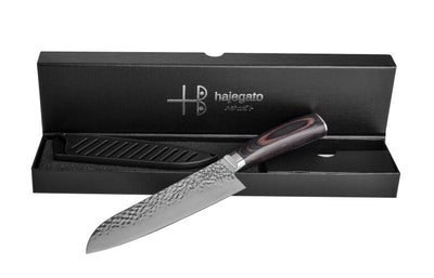 Hajegato Japanese Hammered  7 inch Santoku Knife