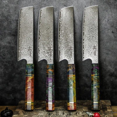 Unique Damascus 7 inch Japanese Nakiri Chefs Knife