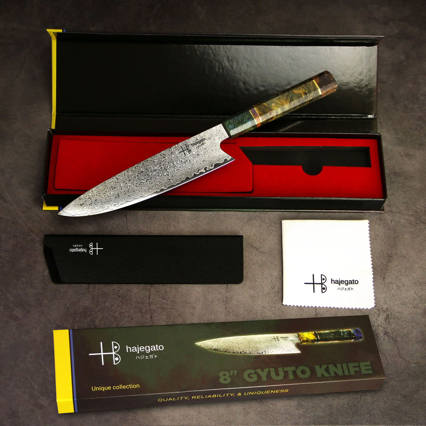 Unique Damascus 8 inch Japanese Gyuto Chefs Knife
