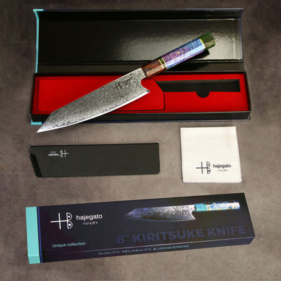 Unique Damascus 8 inch Japanese Kiritsuke Chefs Knife