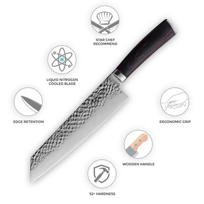 Hajegato Japanese Hammered  7.5 inch Kiritsuke Knife