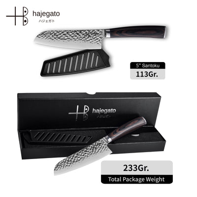 Hajegato Japanese Hammered 5 inch Santoku Knife
