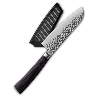 Hajegato Japanese Hammered 5 inch Santoku Knife